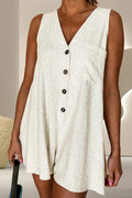 V - Neck Sleeveless Romper - CELIVINE
