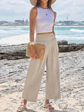Wide Leg Smocked High Waist Pants - CELIVINE