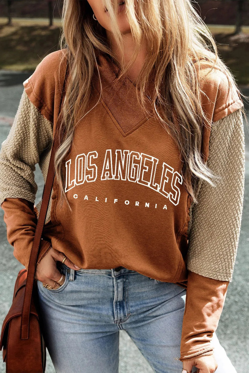 Letter Graphic Long Sleeve Hoodie - CELIVINE