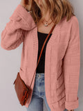 Textured Knit Open Front Cardigan with Pockets - CELIVINE