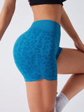 Ruched Leopard High Waist Active Shorts - CELIVINE