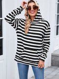 Striped Dropped Shoulder Hoodie - CELIVINE