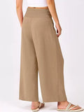 Wide Leg Smocked High Waist Pants - CELIVINE