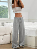 Striped Wide Leg Drawstring Pants - CELIVINE