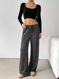 Striped Wide Leg Drawstring Pants - CELIVINE