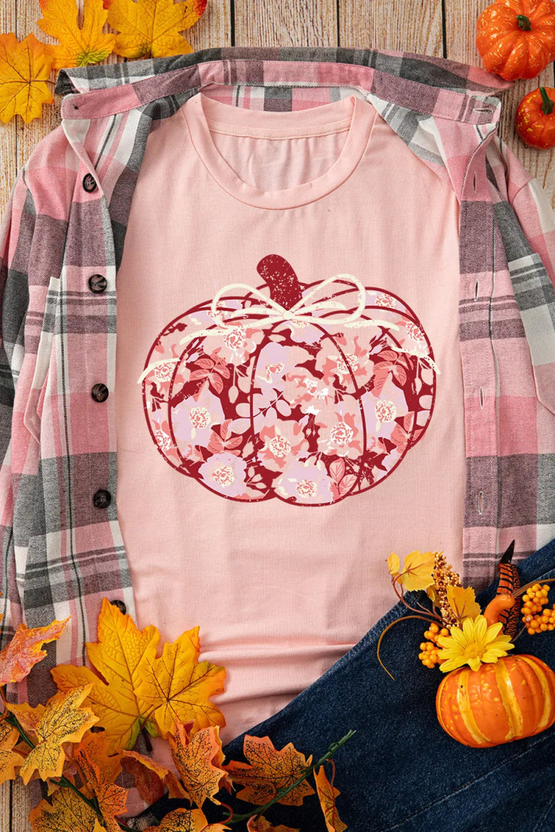 Pumpkin Graphic Round Neck Long Sleeve T-Shirt - CELIVINE