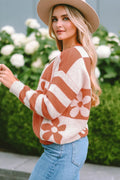 Contrast Round Neck Long Sleeve Sweater - CELIVINE