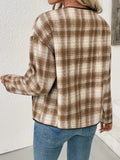 Plaid Long Sleeve Button - Up Jacket - CELIVINE
