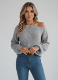 Openwork Long Sleeve Sweater - CELIVINE