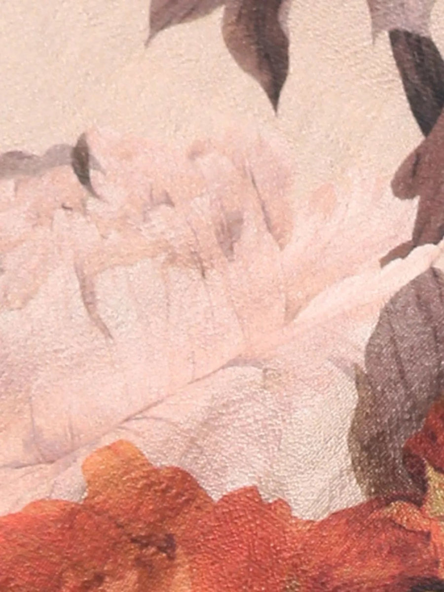 Smocked Floral Print Flounce Sleeve Dress - CELIVINE