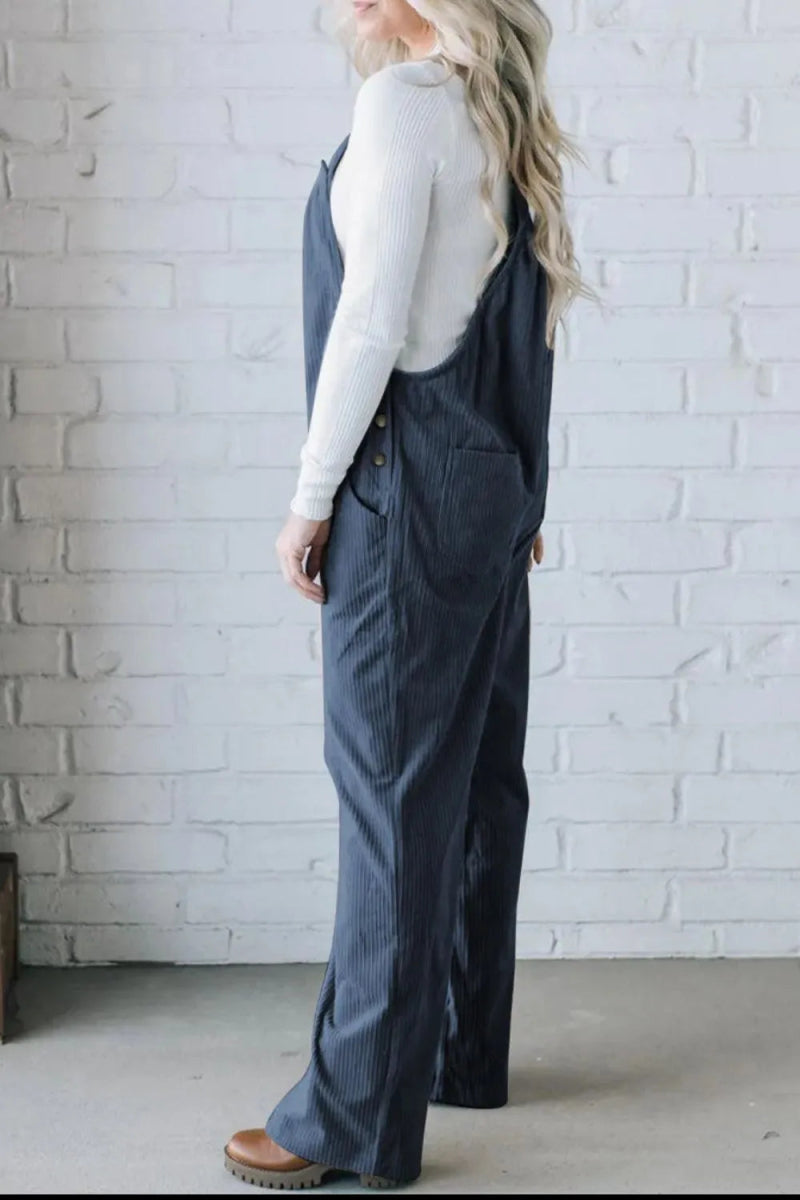 Square Neck Wide Strap Overalls - CELIVINE