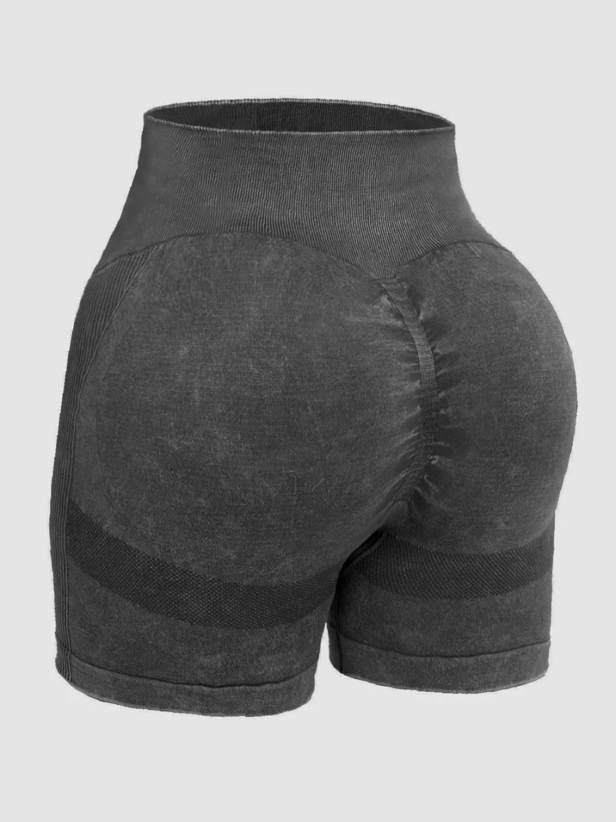 Washed High Waist Active Shorts - CELIVINE