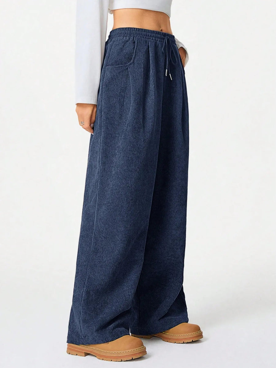 Wide Leg Drawstring Pants - CELIVINE