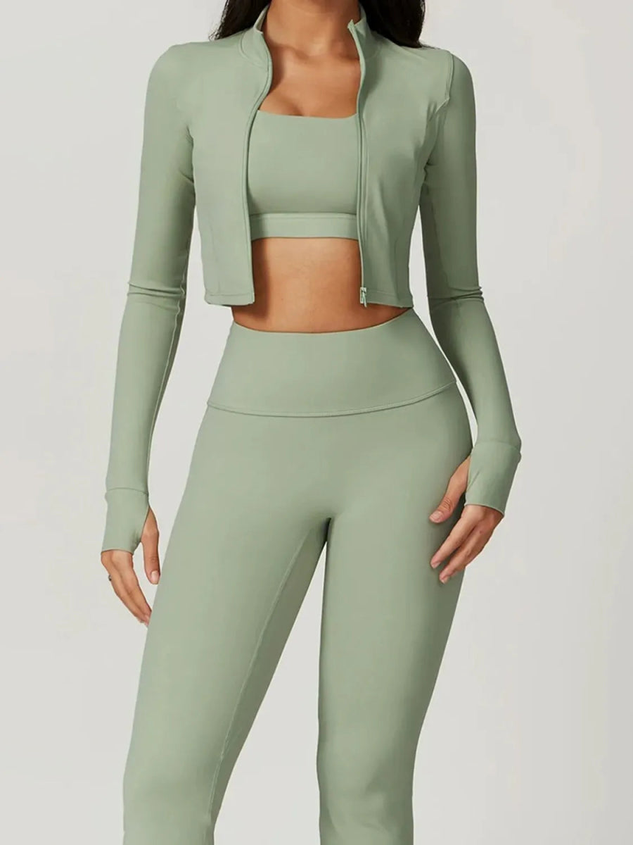Bra Outerwear and Leggings 3 - Piece Active Set - CELIVINE