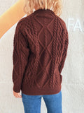 Cable Knit Long Sleeve Sweater - CELIVINE