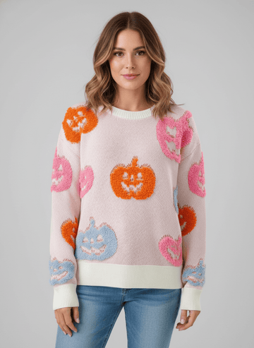 Halloween Cute Pumpkin Pattern Sweater - CELIVINE