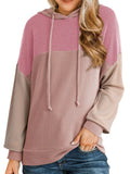 Drawstring Color Block Long Sleeve Hoodie - CELIVINE