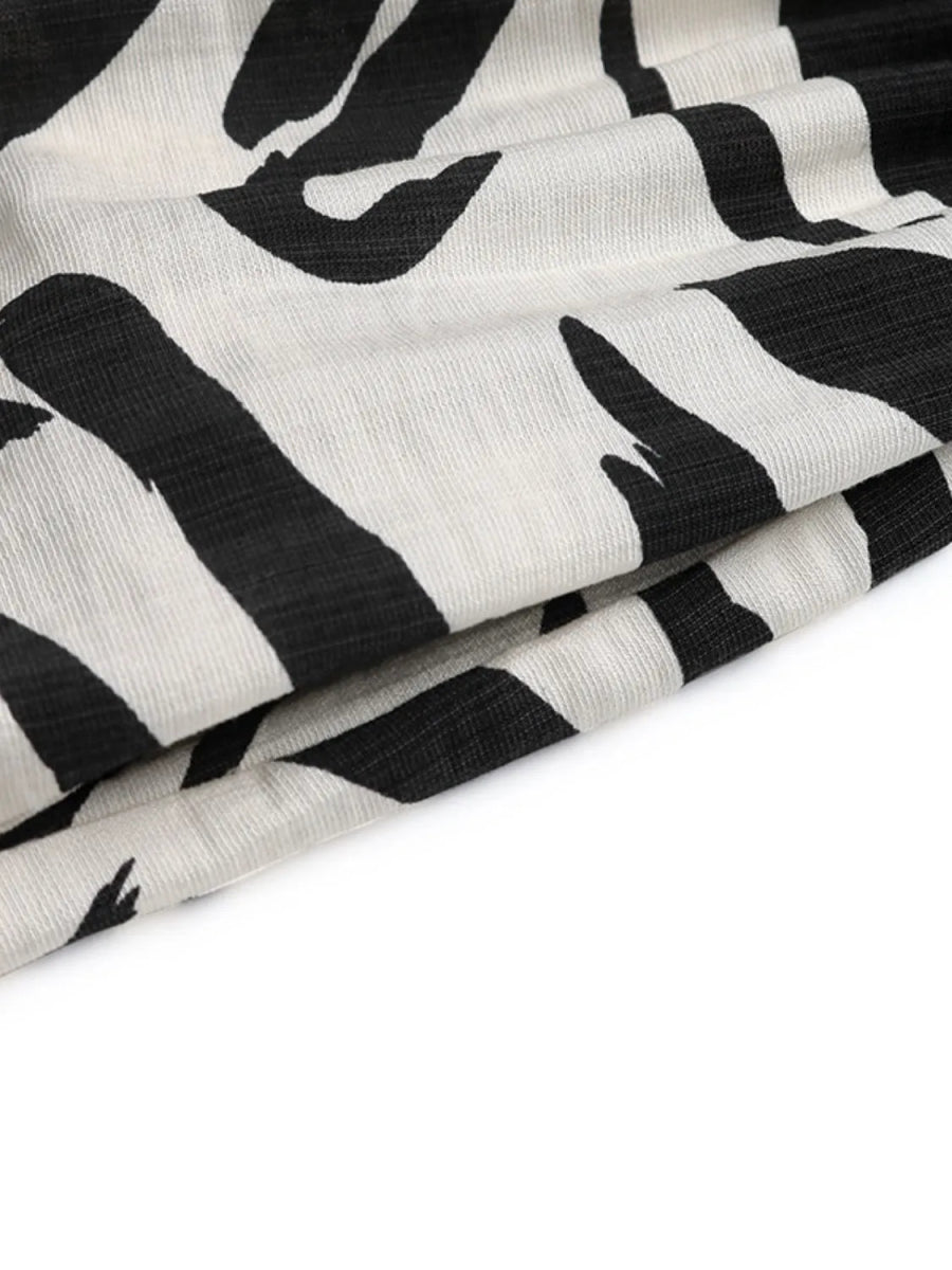 Printed Notched Sleeveless Midi Dress - CELIVINE