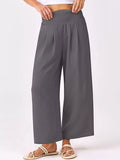 Wide Leg Smocked High Waist Pants - CELIVINE