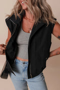 Pocketed Zip Up Vest Coat - CELIVINE