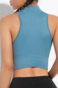 Mock Neck Ribbed Sports Tank - CELIVINE