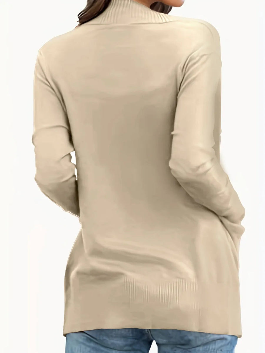 Open Front Long Sleeve Sweater Cardigan - CELIVINE