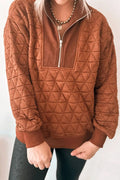 Quilted Half - Zip Long Sleeve Sweatshirt - CELIVINE