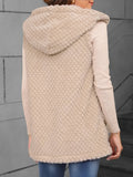 Texture Solid Color Hooded Vest Coat - CELIVINE