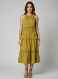 Frill Tiered Midi Dress - CELIVINE
