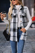 Plaid Button Up Vest Coat - CELIVINE