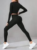 Mock Neck Long Sleeve Top and Leggings Active Set - CELIVINE
