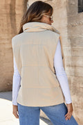 Pocketed Zip Up Turtleneck Vest Coat - CELIVINE
