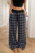 Plaid Wide Leg Pants - CELIVINE