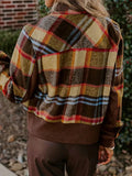 Pocketed Plaid Long Sleeve Jacket - CELIVINE