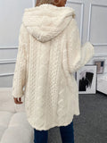 Fuzzy Button Down Hooded Coat - CELIVINE