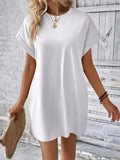 Pocketed Round Neck Short Sleeve Dress - CELIVINE