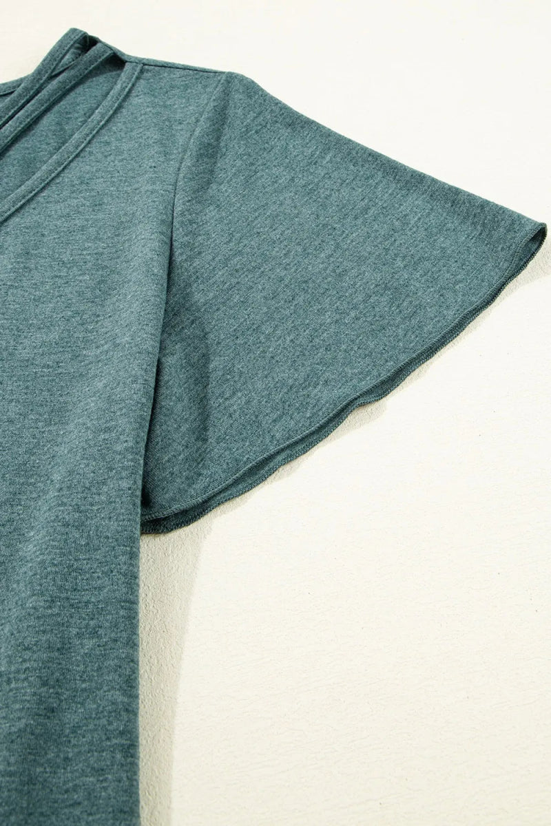 V - Neck Short Sleeve T-Shirt - CELIVINE