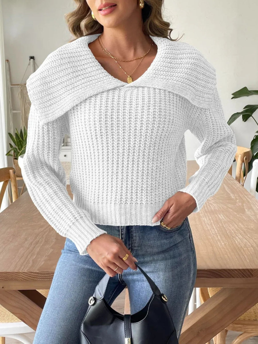 Cable - Knit Long Sleeve Sweater - CELIVINE