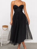 Sweetheart Neck Tulle Midi Dress - CELIVINE