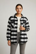 Plaid Button Up Long Sleeve Jacket - CELIVINE