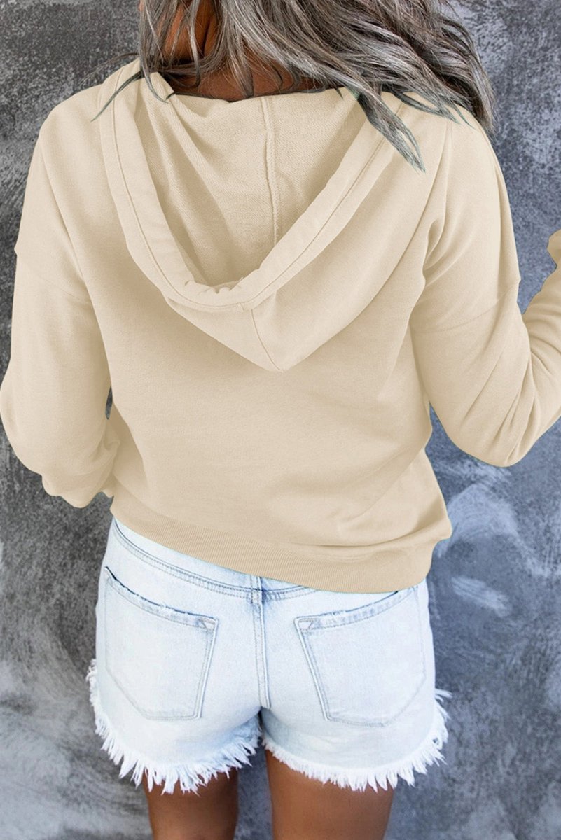 Dropped Shoulder Long Sleeve Hoodie with Pocket - CELIVINE