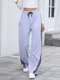 Side Striped Wide Leg Pants - CELIVINE