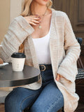 Textured Knit Open Front Cardigan with Pockets - CELIVINE