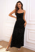Sequin Backless Split Maxi Dress - CELIVINE