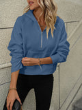 Half - Zip Hoodie with Kangaroo Pocket - CELIVINE