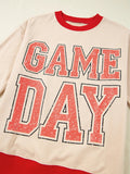 GAME DAY Letter Graphic Round Neck Sweatshirt - CELIVINE