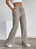 Texture Wide Leg Pants - CELIVINE