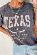 TEXAS Steer Head Graphic Mineral Wash Oversized T-Shirt - CELIVINE