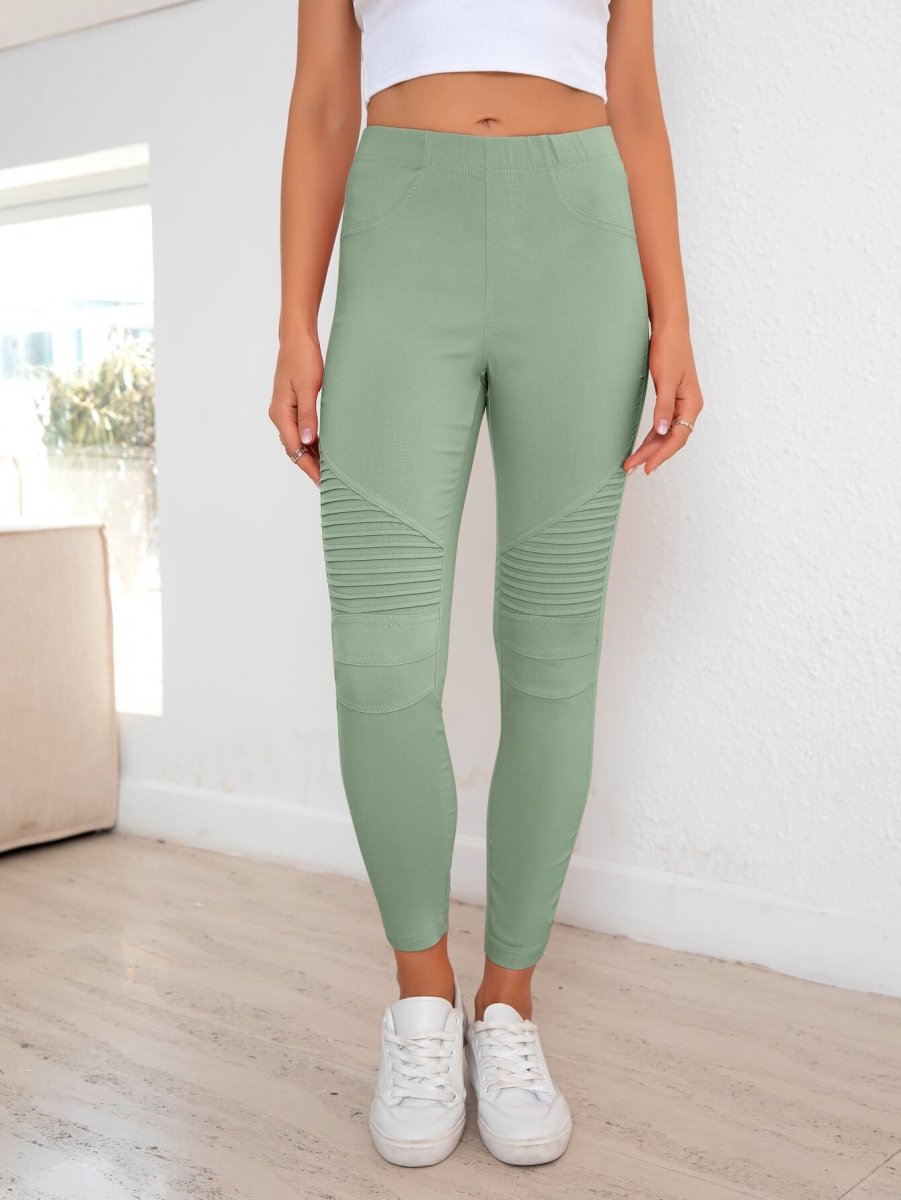 Ribbed Detail Leggings - CELIVINE