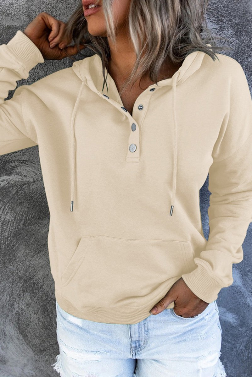 Dropped Shoulder Long Sleeve Hoodie with Pocket - CELIVINE